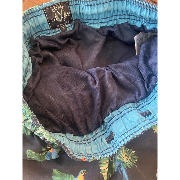Coast Clothing Co. Men’s Navy/Green Swim Short Trunks Swimsuit Navy Parrot Small - Picture 5 of 5